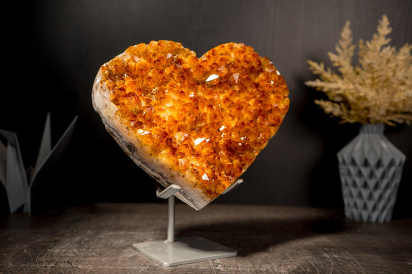 Large Orange Citrine Heart with Golden Citrine Crystal, High - Grade - E2D Crystals & Minerals