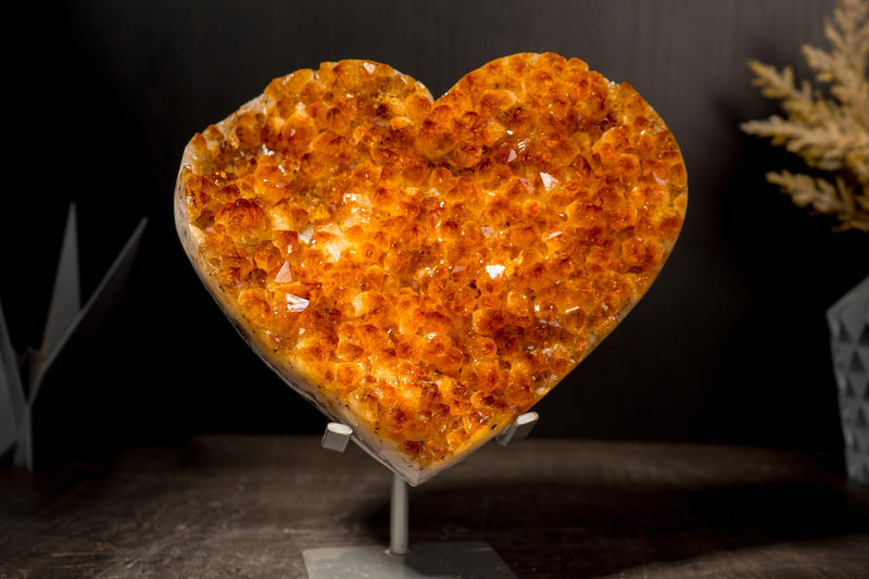 Large Orange Citrine Heart with Golden Citrine Crystal, High - Grade - E2D Crystals & Minerals