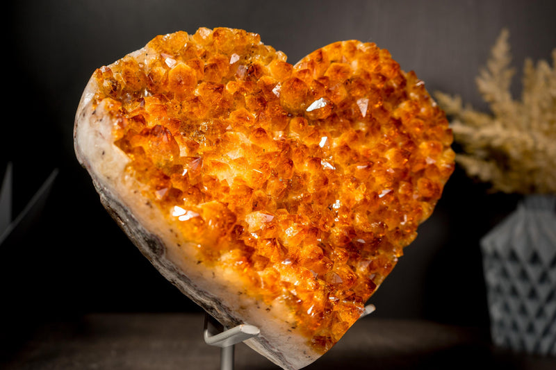 Large Orange Citrine Heart with Golden Citrine Crystal, High - Grade - E2D Crystals & Minerals