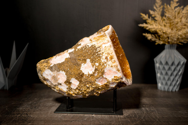 All - Natural Citrine Geode Cave with Golden - Orange Druzy & Flower Rosettes - E2D Crystals & Minerals