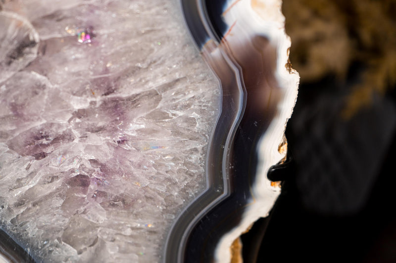 Large White & Blue Lace Agate Butterfly Wings Geode - E2D Crystals & Minerals