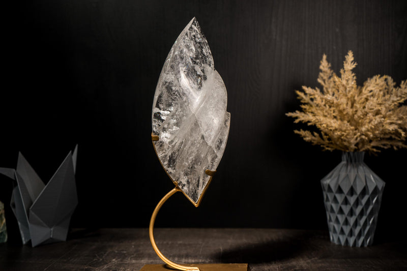 Clear Quartz Flame Generator, Hand-Carved Crystal Sculpture