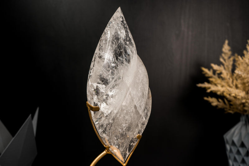 Clear Quartz Flame Generator, Hand-Carved Crystal Sculpture