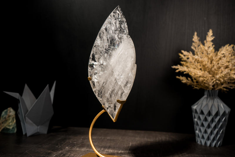 Clear Quartz Flame Generator, Hand-Carved Crystal Sculpture