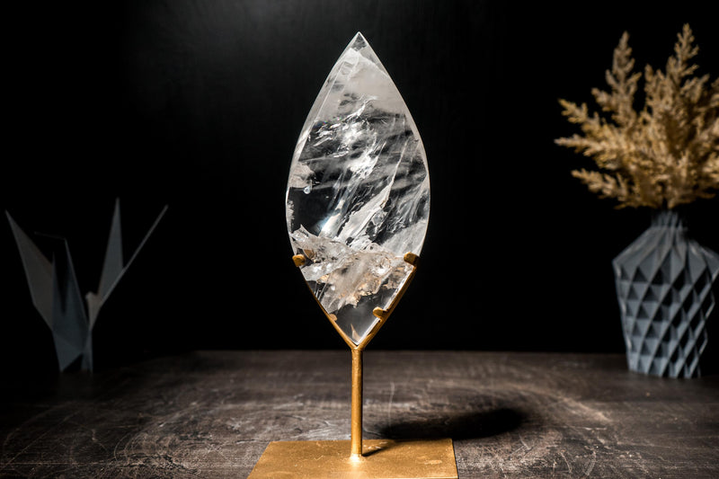 Clear Quartz Flame Generator, Hand-Carved Crystal Sculpture