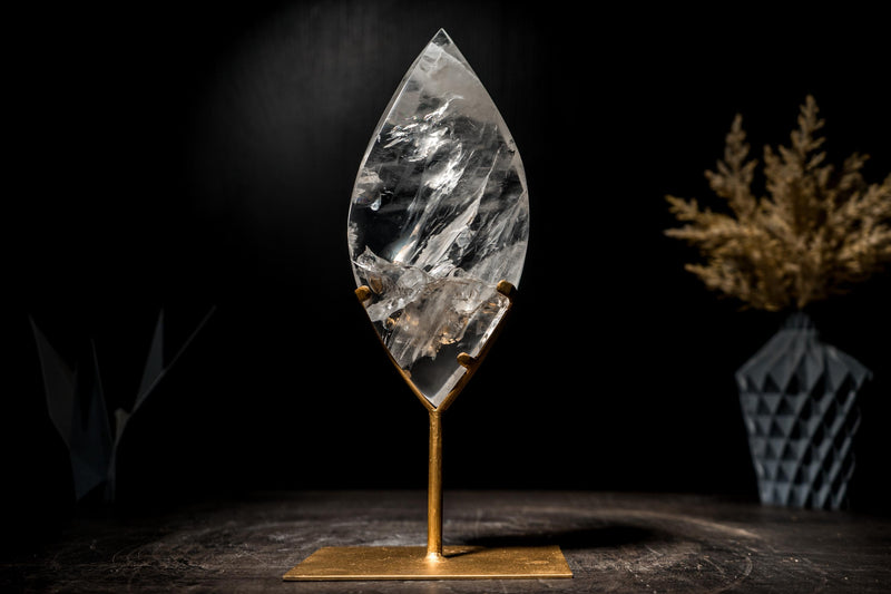 Clear Quartz Flame Generator, Hand-Carved Crystal Sculpture