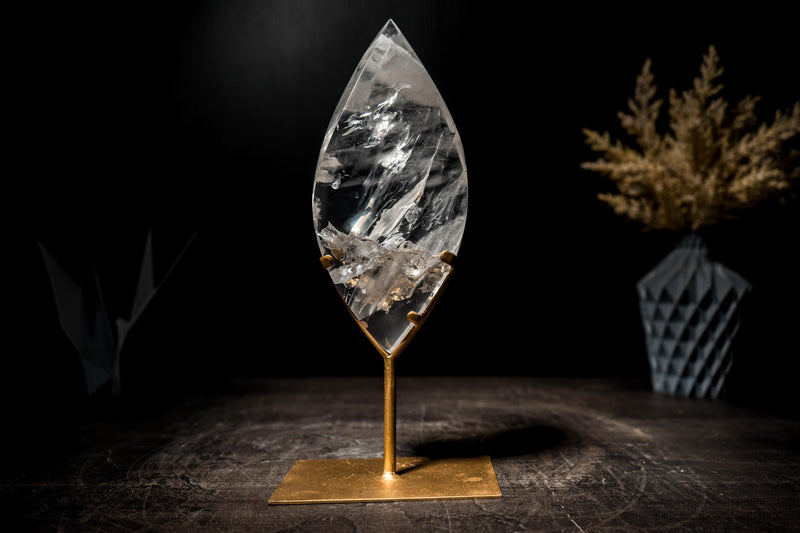 Clear Quartz Flame Generator, Hand-Carved Crystal Sculpture