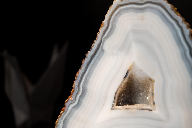 Rare Blue & White Lace Agate Geode with Sparkly Cave, Natural and Intact