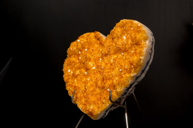 Gorgeous Natural Citrine Heart with Intense Sparkly Yellow Druzy - 1.2 Kg - 2.6 lb - Crystal Healing Gift - E2D Crystals & Minerals