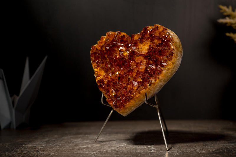 Sparkly Madeira Orange Citrine Heart, AAA-Grade