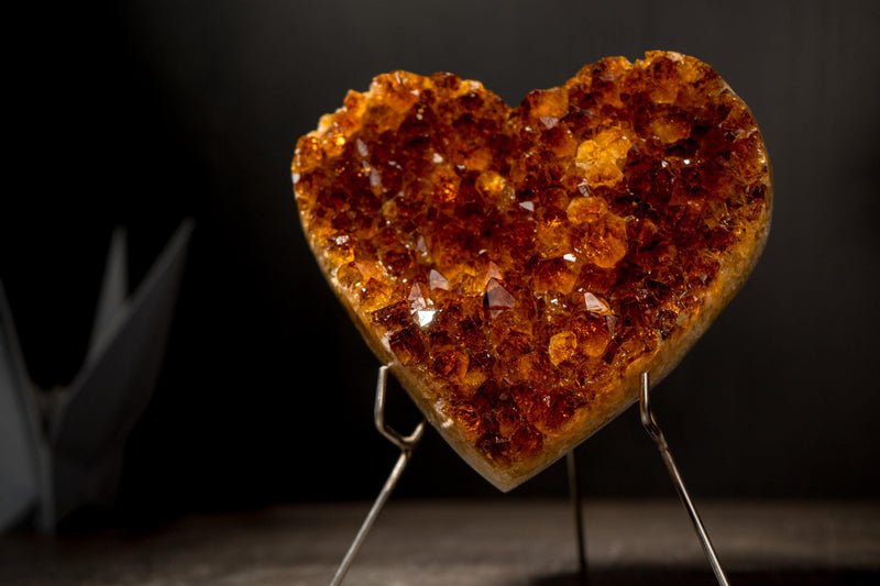 Sparkly Madeira Orange Citrine Heart, AAA-Grade