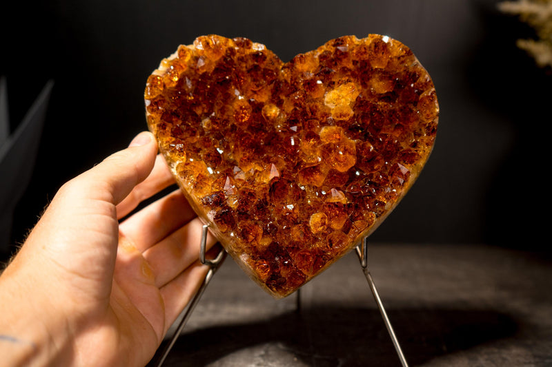 Sparkly Madeira Orange Citrine Heart, AAA-Grade