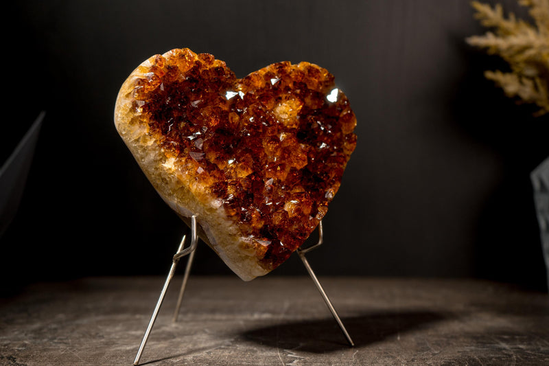 Sparkly Madeira Orange Citrine Heart, AAA-Grade