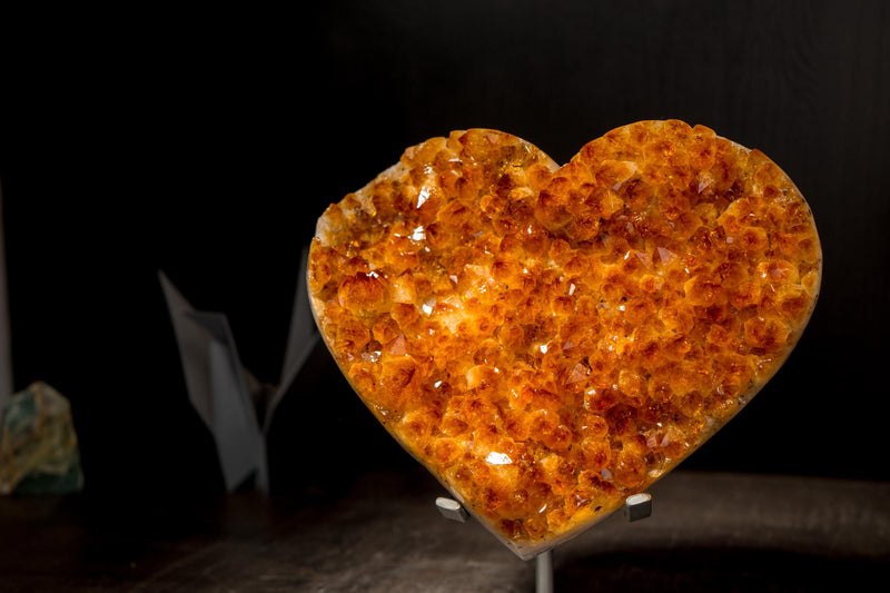 Large Orange Citrine Heart with Golden Citrine Crystal, High - Grade - E2D Crystals & Minerals