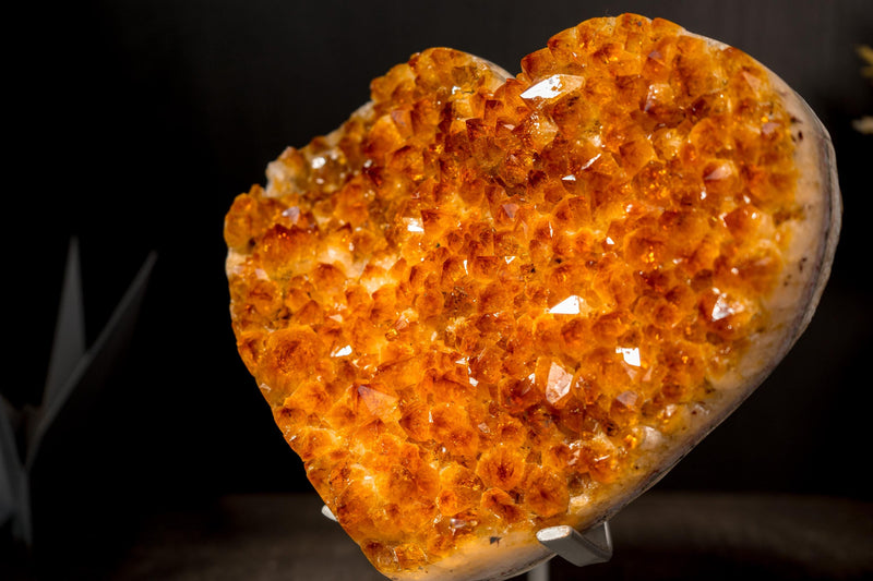 Large Orange Citrine Heart with Golden Citrine Crystal, High - Grade - E2D Crystals & Minerals