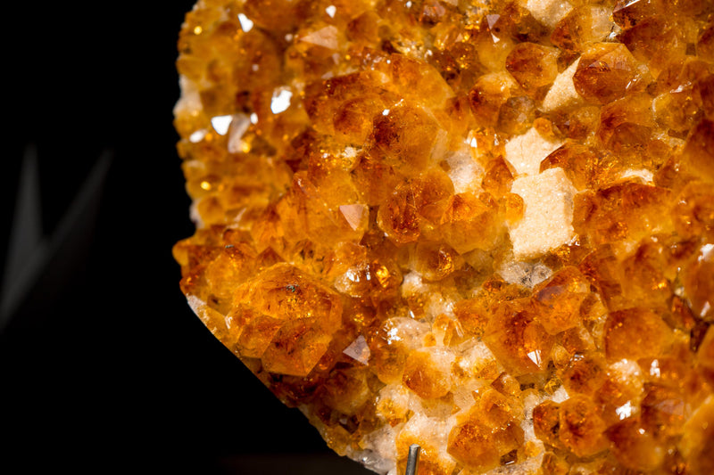 Natural Citrine Heart with a Flower Rosette and Brilliant Golden Orange Druzy - E2D Crystals & Minerals