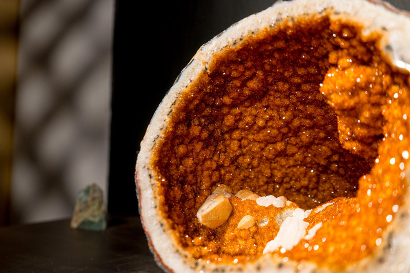 All - Natural Citrine Geode Cave with Rare Druzy, Flower Rosettes & Calcite Inclusions - E2D Crystals & Minerals