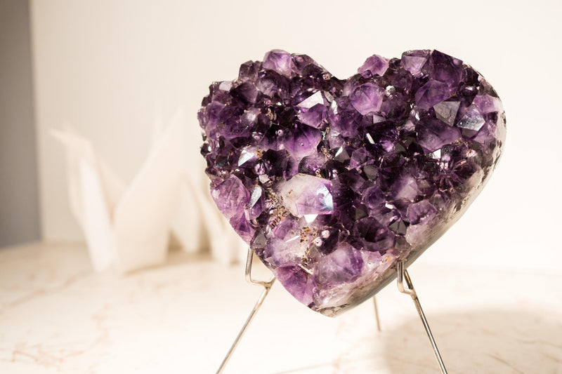 Gorgeous Amethyst Heart with AAA - Grade, Large Deep Purple Amethyst and Rare Inclusions, 1.9 Kg - 4.2 lb - E2D Crystals & Minerals