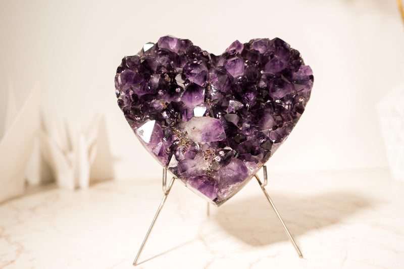 Gorgeous Amethyst Heart with AAA - Grade, Large Deep Purple Amethyst and Rare Inclusions, 1.9 Kg - 4.2 lb - E2D Crystals & Minerals