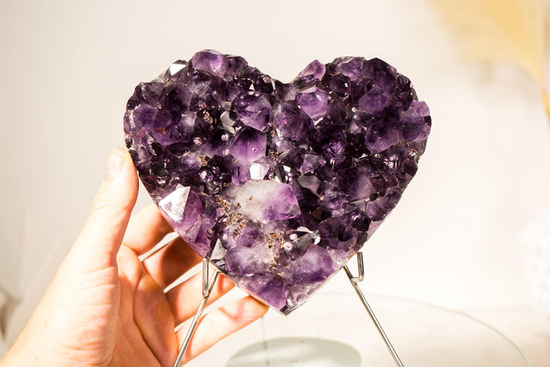 Gorgeous Amethyst Heart with AAA - Grade, Large Deep Purple Amethyst and Rare Inclusions, 1.9 Kg - 4.2 lb - E2D Crystals & Minerals