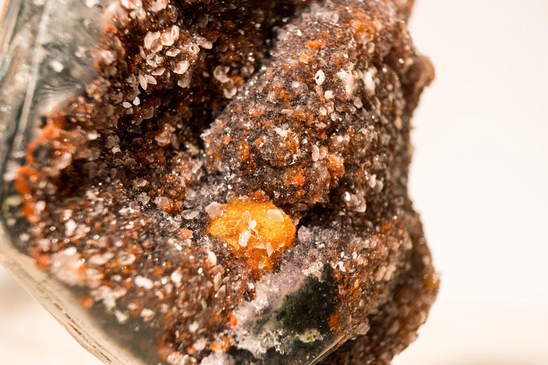 High - Grade Red Amethyst Cluster on a Flower Stalactite – Featuring Rare Red Galaxy Druzy with Micro Bi - Terminated Calcite - 2.6 Kg - 5.7 lb - E2D Crystals & Minerals