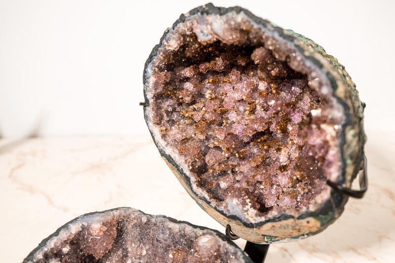 Gorgeous Amethyst Geode Jewelry Box with Stalactite Formations and Golden Goethite (Rutile) on Sparkly Lavender Druzy - 11 In - 12.3 Lb - E2D Crystals & Minerals