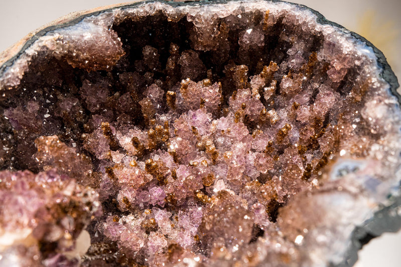 Gorgeous Amethyst Geode Jewelry Box with Stalactite Formations and Golden Goethite (Rutile) on Sparkly Lavender Druzy - 11 In - 12.3 Lb - E2D Crystals & Minerals