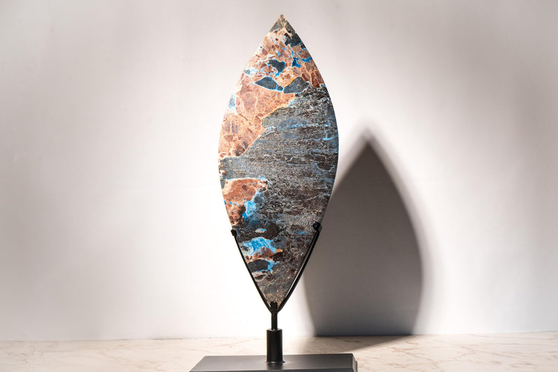 X - Large Natural Teal Blue Crystal Flame Sculpture, AKA Blue Rhodonite, From Brazil, Collection, or Luxury Decor - 41 In. Tall 41 Lb - E2D Crystals & Minerals