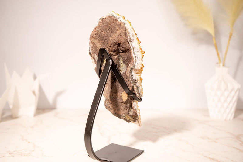 Small Citrine Cluster with Golden Yellow Citrine Druzy, Custom - Made Stand - 2.2 Kg - 4.8 lb - E2D Crystals & Minerals