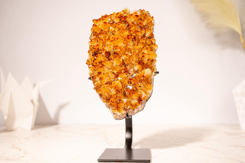 Top Quality Citrine Geode Cluster with Intense Orange Citrine Druzy and Goethite Inclusions, Set on a Custom - Made Stand - 2120g - 4.7 lb - E2D Crystals & Minerals