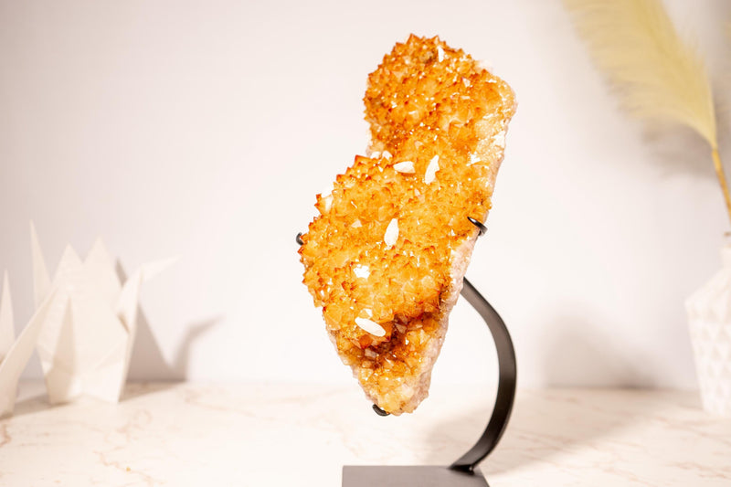 Gorgeous Golden Yellow Citrine Cluster with Delicate Flower Rosettes and Radiant Druzy - 4.0 Kg - 8.8 lb - E2D Crystals & Minerals