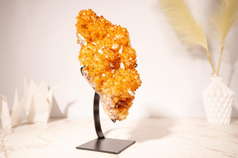 Gorgeous Golden Yellow Citrine Cluster with Delicate Flower Rosettes and Radiant Druzy - 4.0 Kg - 8.8 lb - E2D Crystals & Minerals