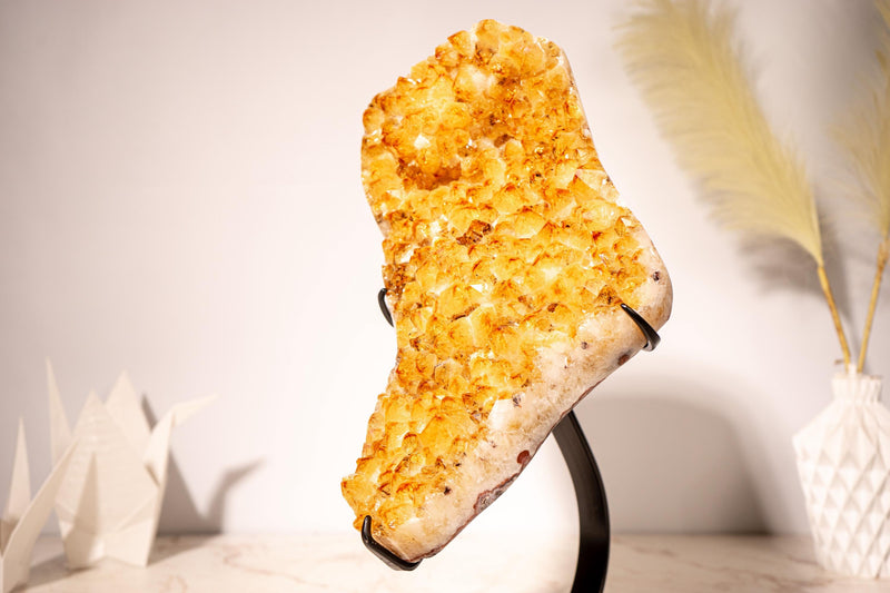 High - Grade Golden Yellow Citrine Cluster with Sparkling Large Druzy and Beautiful Flower Rosette Detail - 7.0 Kg - 15.4 lb - E2D Crystals & Minerals