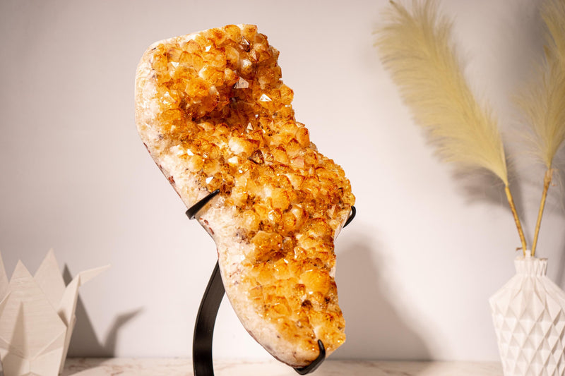 High - Grade Golden Yellow Citrine Cluster with Sparkling Large Druzy and Beautiful Flower Rosette Detail - 7.0 Kg - 15.4 lb - E2D Crystals & Minerals