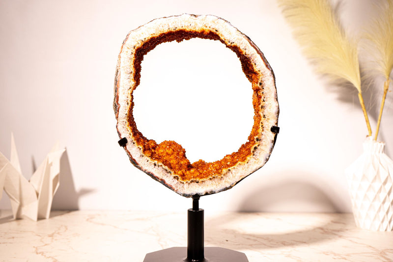 Citrine Geode Portal with Flower Stalactites and Galaxy Druzy - E2D Crystals & Minerals