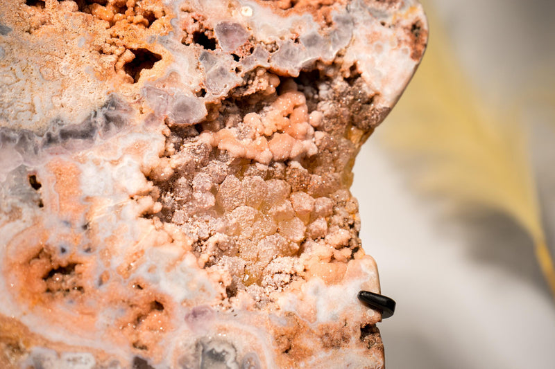 Pink Amethyst Geode Slice with Pastel Pink Quartz and Pink Sugar Druzy - E2D Crystals & Minerals