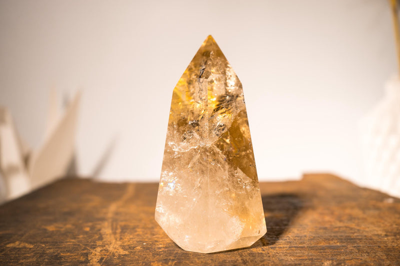 Natural Citrine Crystal Quartz, Genuine Yellow Citrine Point Generator - E2D Crystals & Minerals