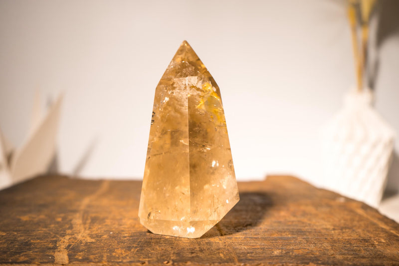 Natural Citrine Crystal Quartz, Genuine Yellow Citrine Point Generator - E2D Crystals & Minerals