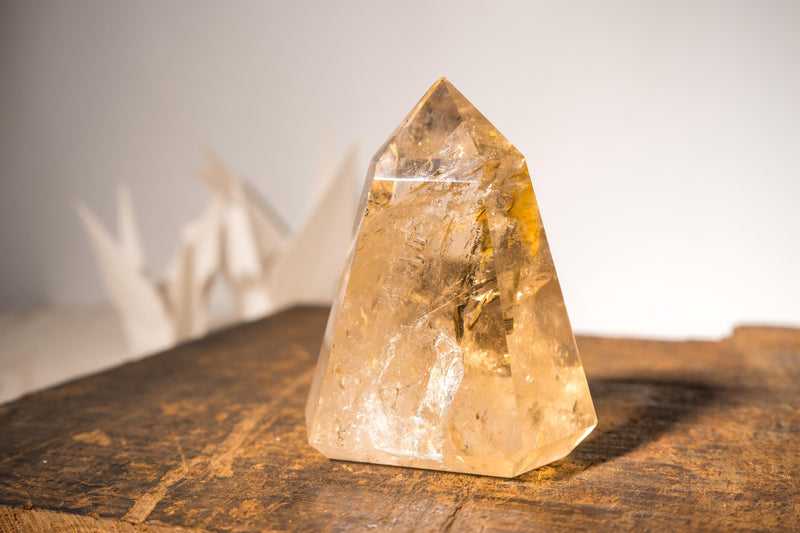 Natural Citrine Crystal Quartz, Genuine Yellow Citrine Point Generator - E2D Crystals & Minerals