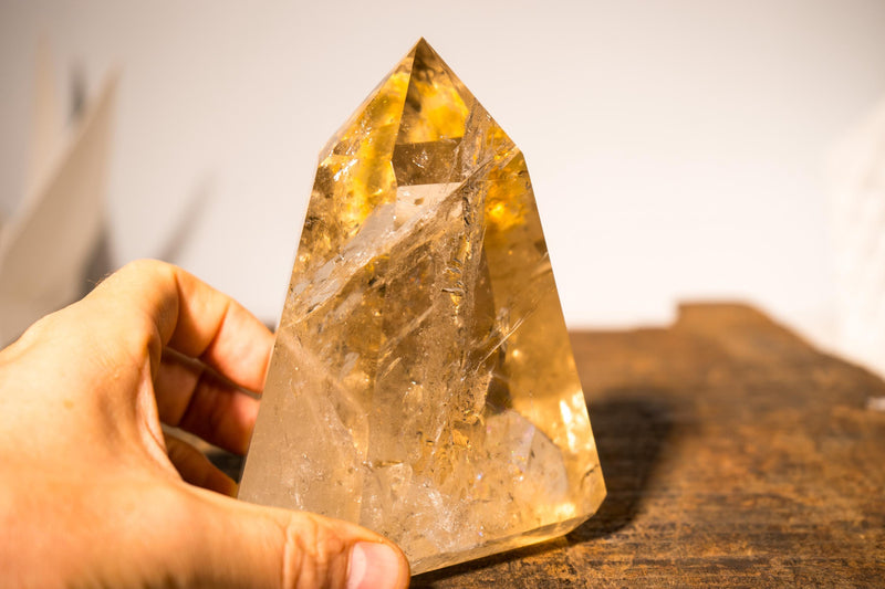 Natural Citrine Crystal Quartz, Genuine Yellow Citrine Point Generator - E2D Crystals & Minerals