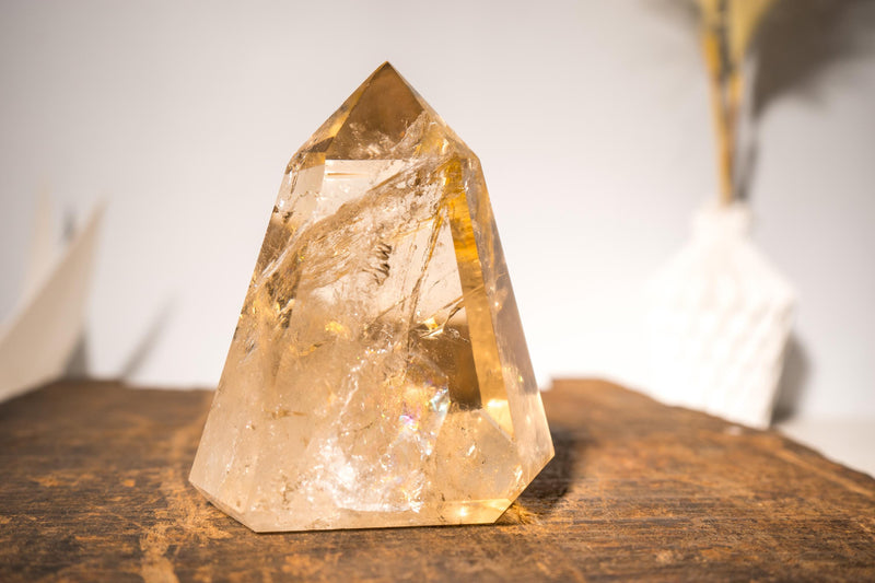 Natural Citrine Crystal Quartz, Genuine Yellow Citrine Point Generator - E2D Crystals & Minerals