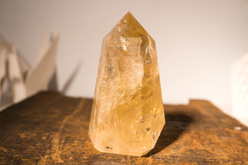 Natural Citrine Crystal Quartz, Genuine Yellow Citrine Point Generator - E2D Crystals & Minerals