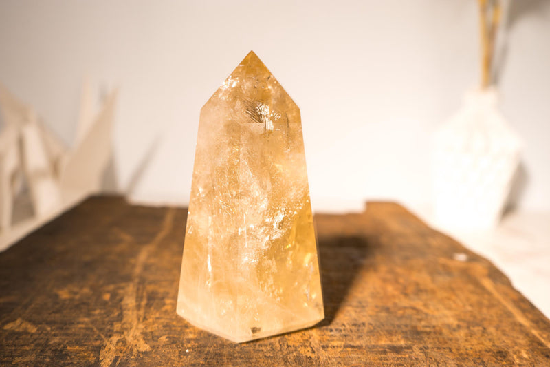 Natural Citrine Crystal Quartz, Genuine Yellow Citrine Point Generator - E2D Crystals & Minerals