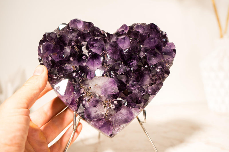 Gorgeous Amethyst Heart with AAA - Grade, Large Deep Purple Amethyst and Rare Inclusions, 1.9 Kg - 4.2 lb - E2D Crystals & Minerals