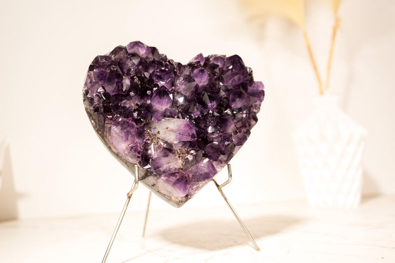 Gorgeous Amethyst Heart with AAA - Grade, Large Deep Purple Amethyst and Rare Inclusions, 1.9 Kg - 4.2 lb - E2D Crystals & Minerals