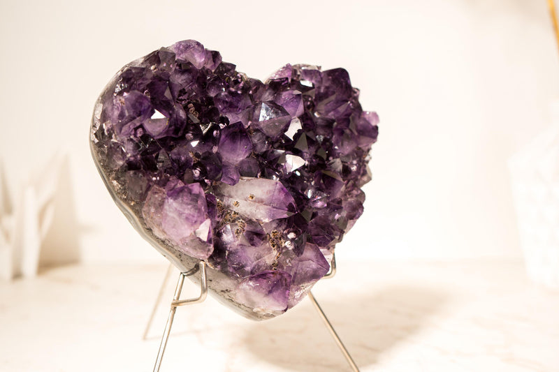 Gorgeous Amethyst Heart with AAA - Grade, Large Deep Purple Amethyst and Rare Inclusions, 1.9 Kg - 4.2 lb - E2D Crystals & Minerals