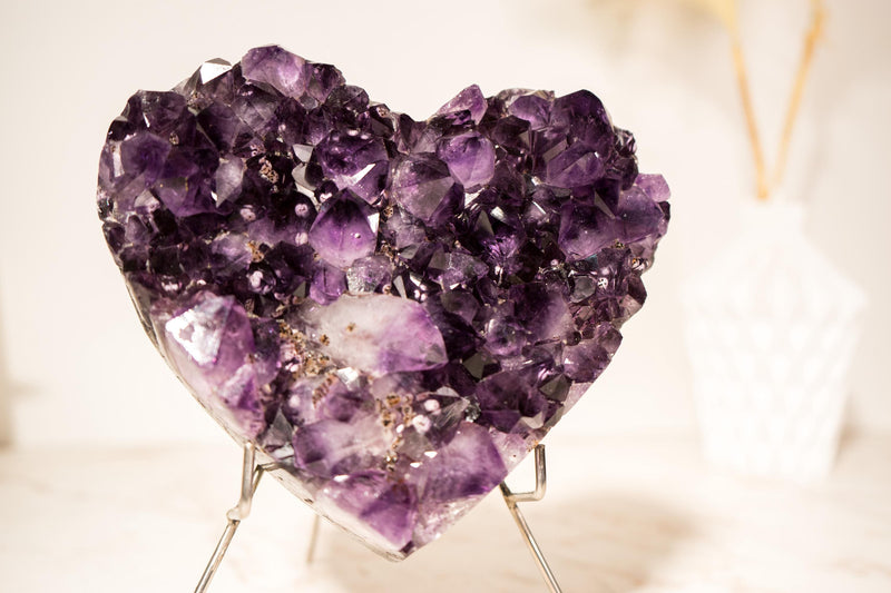 Gorgeous Amethyst Heart with AAA - Grade, Large Deep Purple Amethyst and Rare Inclusions, 1.9 Kg - 4.2 lb - E2D Crystals & Minerals