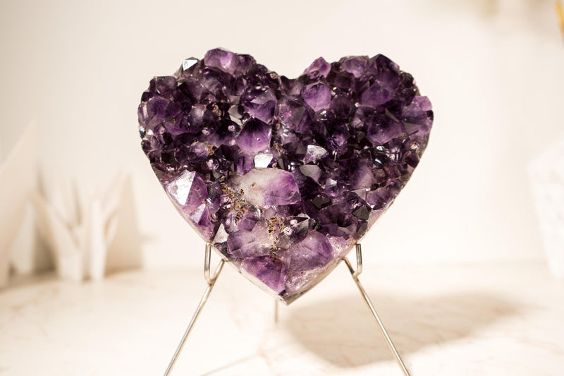 Gorgeous Amethyst Heart with AAA - Grade, Large Deep Purple Amethyst and Rare Inclusions, 1.9 Kg - 4.2 lb - E2D Crystals & Minerals