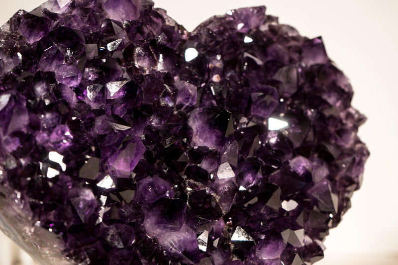 Large Grape Jelly Purple Amethyst Heart, Natural, AAA - Grade on Agate Matrix - 4.9 Kg - 10.7 lb - Healing Crystal & February Birthstone Gift - E2D Crystals & Minerals