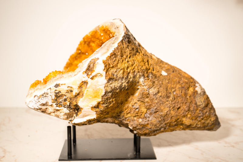 Rare All - Natural Citrine Geode Cave with Stalactite Flower Rosettes and Vibrant Golden Orange Color - 11.7 Kg - 26 lb. - E2D Crystals & Minerals